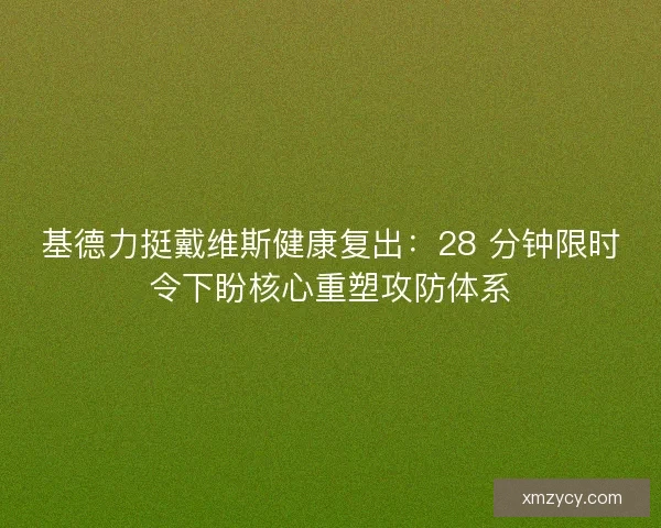 基德力挺戴维斯健康复出：28 分钟限时令下盼核心重塑攻防体系