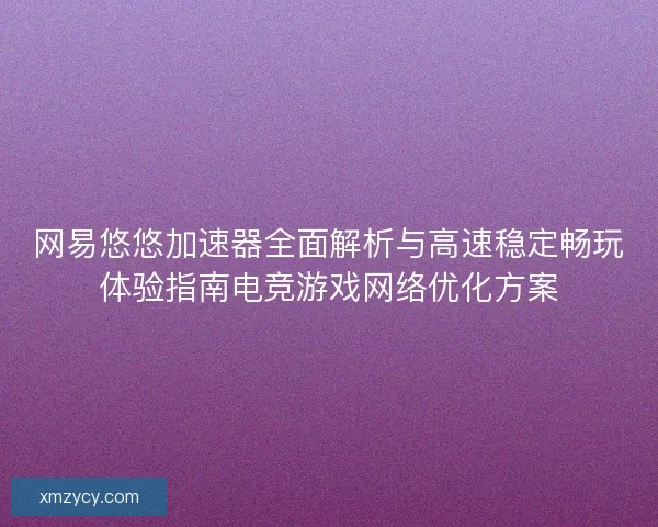 网易悠悠加速器全面解析与高速稳定畅玩体验指南电竞游戏网络优化方案